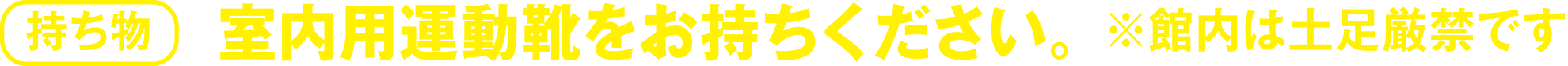 
持ち物　室内用運動靴をお持ちください。※館内は土足厳禁です

